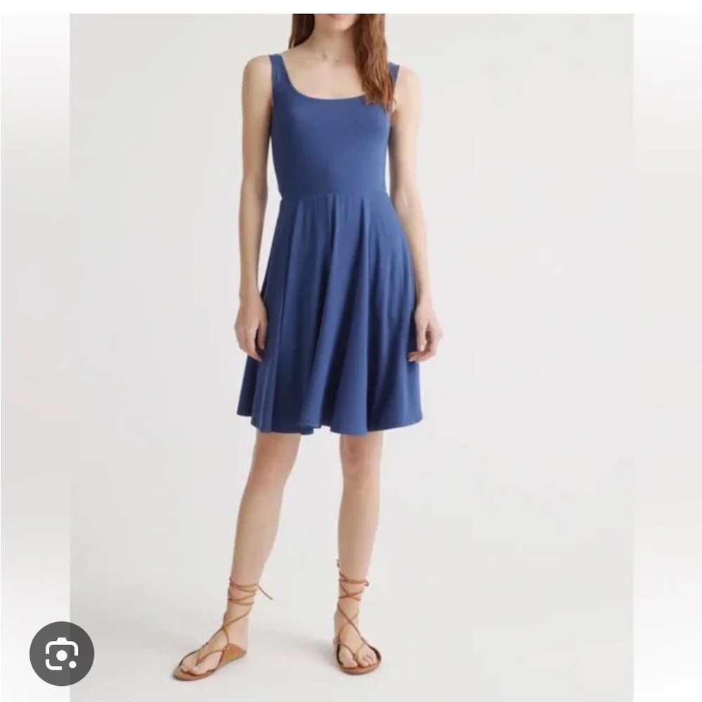 Quince tencel fit and flare mini dress women size M navy NWT
